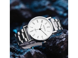 Relógio Masculino Modiya Com Pulseira De Aço Simples E Mecanismo De Quartzo.