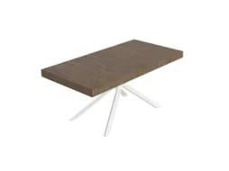 Mesa Extensível Niket Em Nogueira 180/440x90 Cm Com Pés Brancos Itamoby