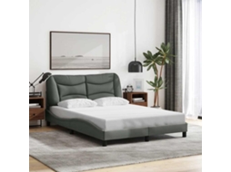 Vidaxl Estrutura de Cama Sem Colchão Hvar 140x190 Cm Tecido Cinzento escuro
