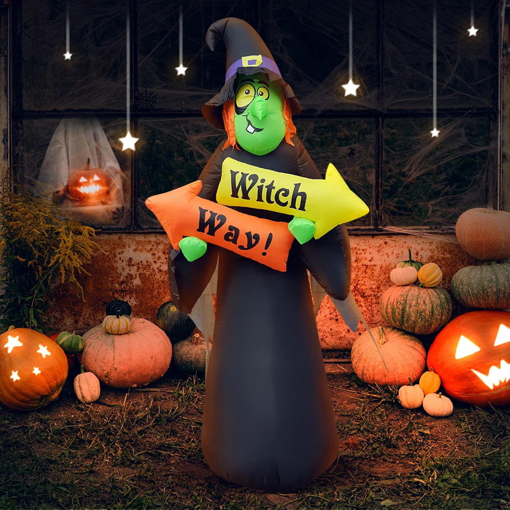 Laço inflável de bruxa para decoração de Halloween, 240 cm, Preta AQUAFORGE