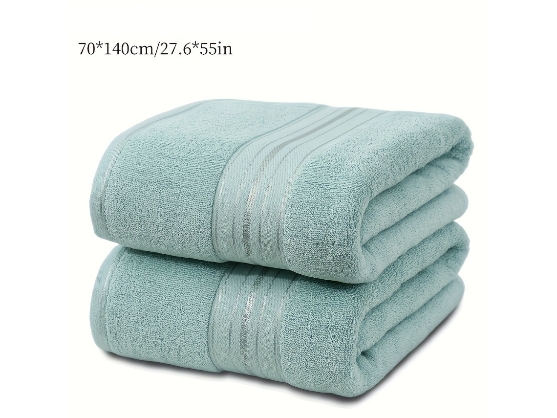 Toalhas De Banho , 2 Unidades, 70*140cm 100% Algodão, Secagem Rápida, Ultramacias, Altamente Absorventes, Leves Verde Hexinyigjly