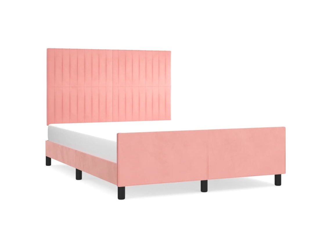 Bed Frame With Headboard, Bed Frames With Headboards Vidaxl Cor-de-rosa Veludo (140 X 190 Cm)