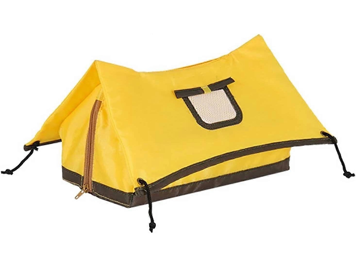 Caja de Guardanapos em Forma de Loja Plegável, Armazenamento Portátil para Camping, Churrascos e Ambientes Exteriores, Amarelo