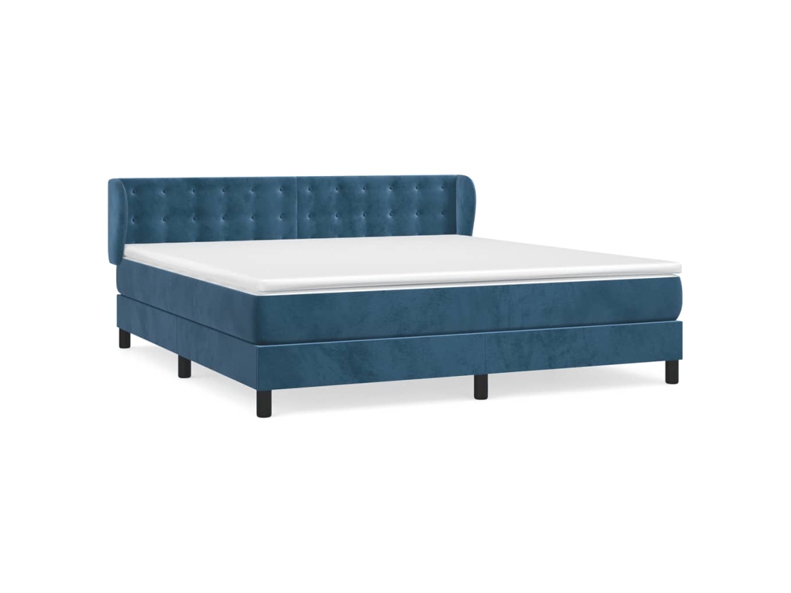 Cama com Molas/colchão 160x200 Cm Veludo Azul escuro MAISON EXCLUSIVE