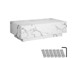 Mesa de Centro Lasley com Capacidade de Carga 45 Kg e Aspecto de Mármore Branco TECTAKE