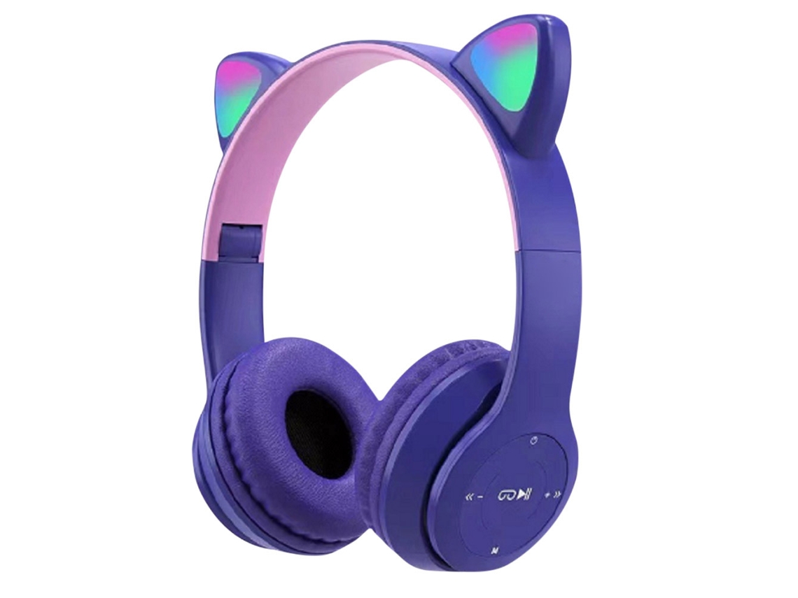 Fones de Ouvido ZYBLSSBB para Jogos, Cat Ear, over ear, bass, púrpura