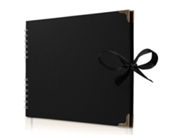 Álbum Scrapbook Preto 21x21cm 60 Páginas Papel Kraft 250gsm com Fita ZYBLSSBB