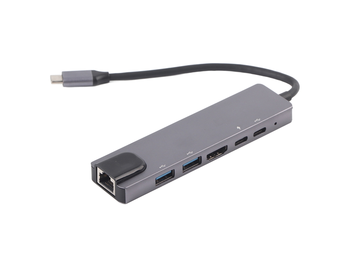 Aetheria hub 6 em 1 Type c com Portas Usb 3.0 Gigabit Ethernet e Conexão Hdmi para Expansão de Dispositivos