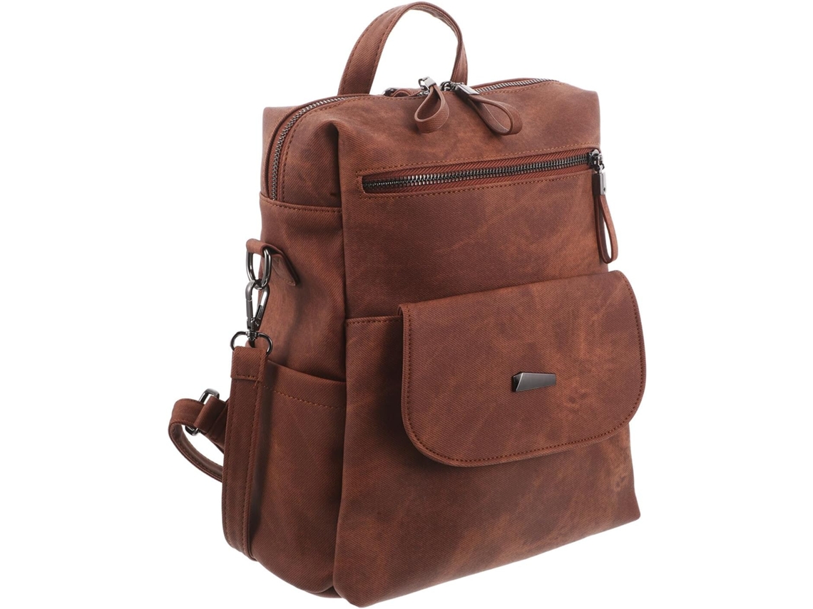 Mochila Feminina Marrom Caramelo, Mochila Pequena Impermeável Para Uso Diário Com Compartimentos.