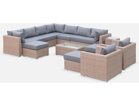 Móveis de Jardim SWEEEK Redondos Verona XXL (Cinzento Escuro - 290X80X67Cm - 14 Lugares)