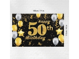 Decoración De Aniversário De 50 Anos Para Homens E Mulheres - Banner Grande 180x110 Cm Reutilizável E Durável