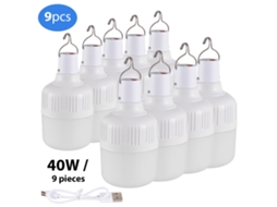 9pcs lâmpadas de emergência recarregáveis 40w led com gancho e 5 modos | S/MARCA
