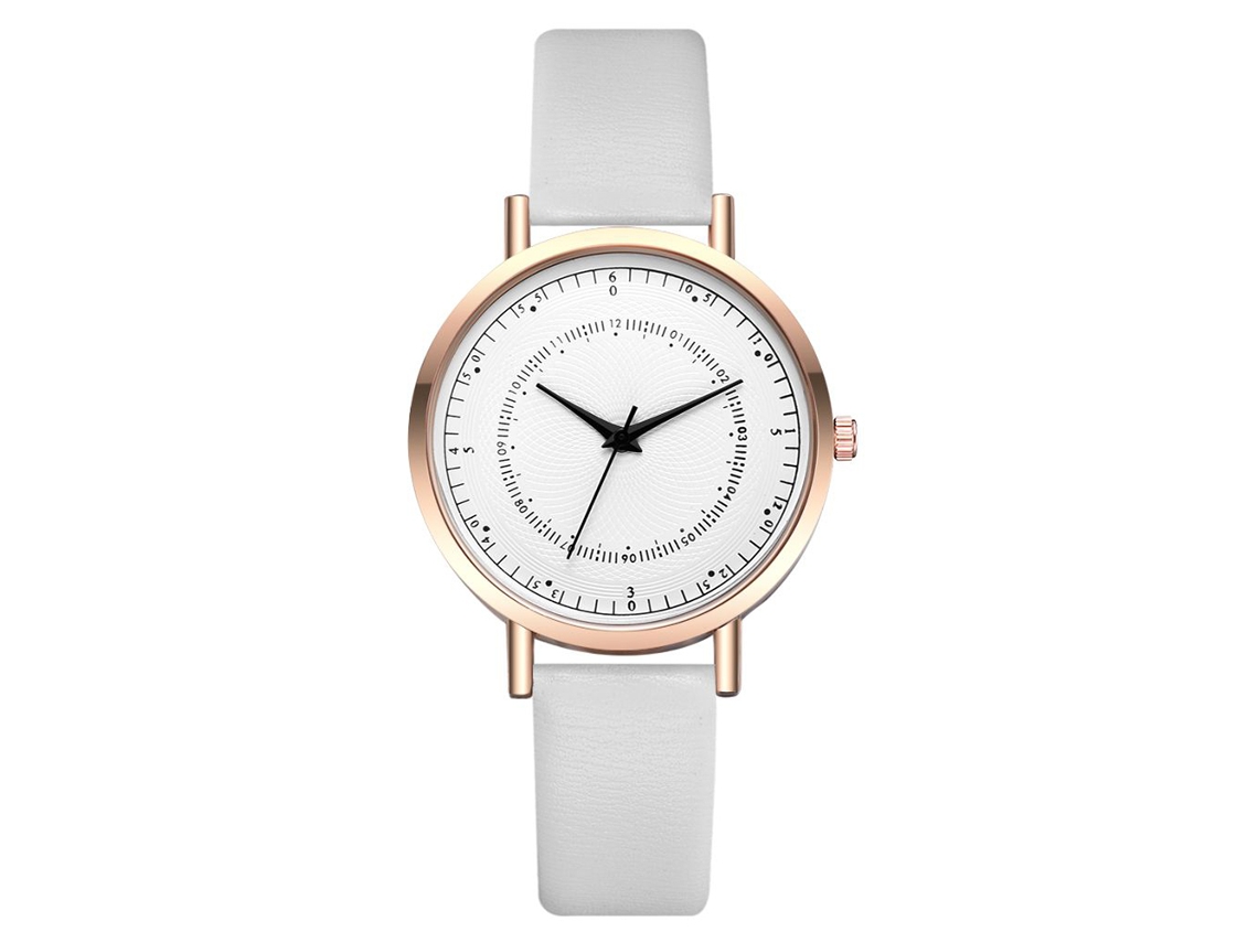 Reloj De Pulsera Casual Fashion Redondo Cuarzo Correa Pu (blanco Oro Rosa)