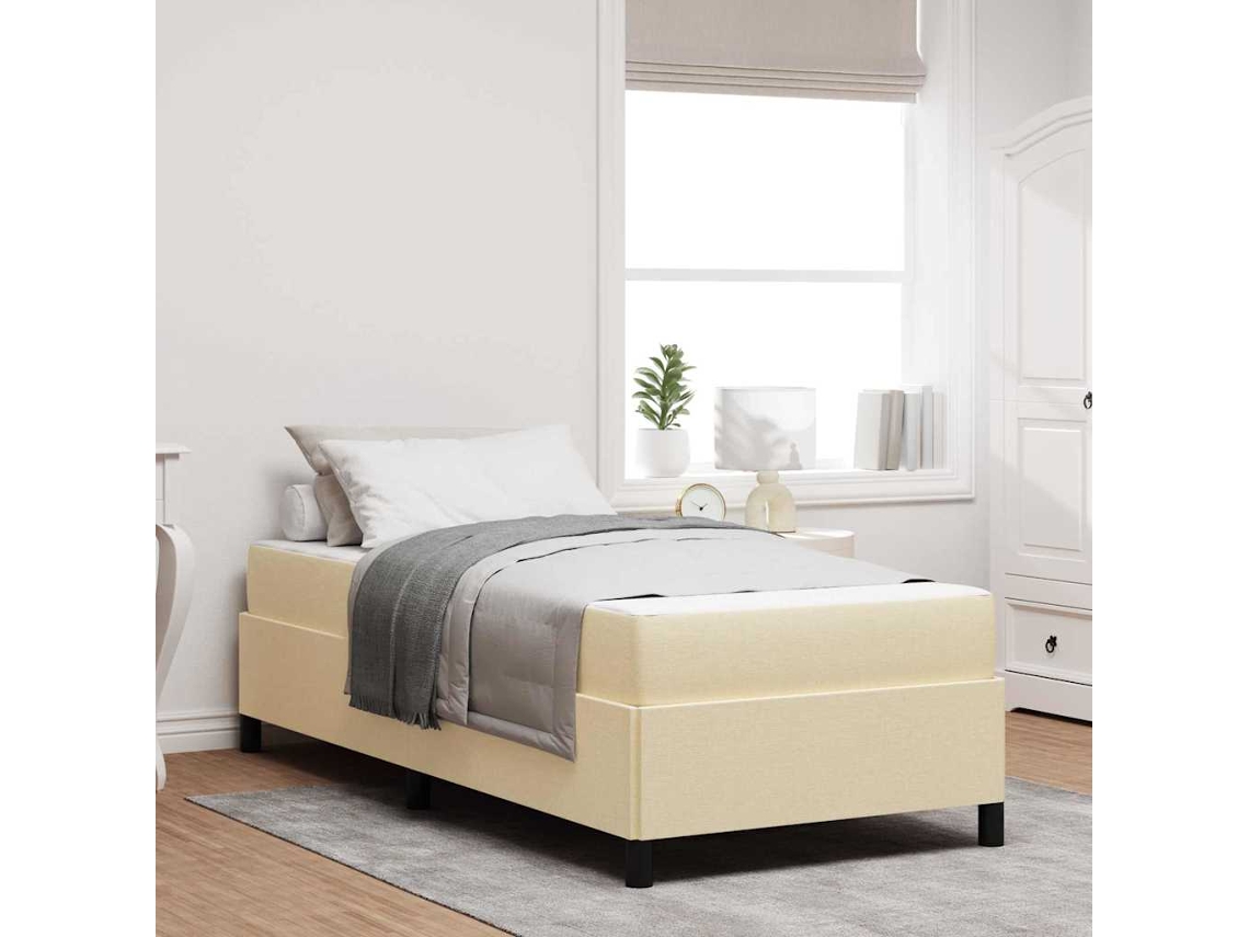Vidaxl Cama Box Creme 90 X 200 Cm Tecido