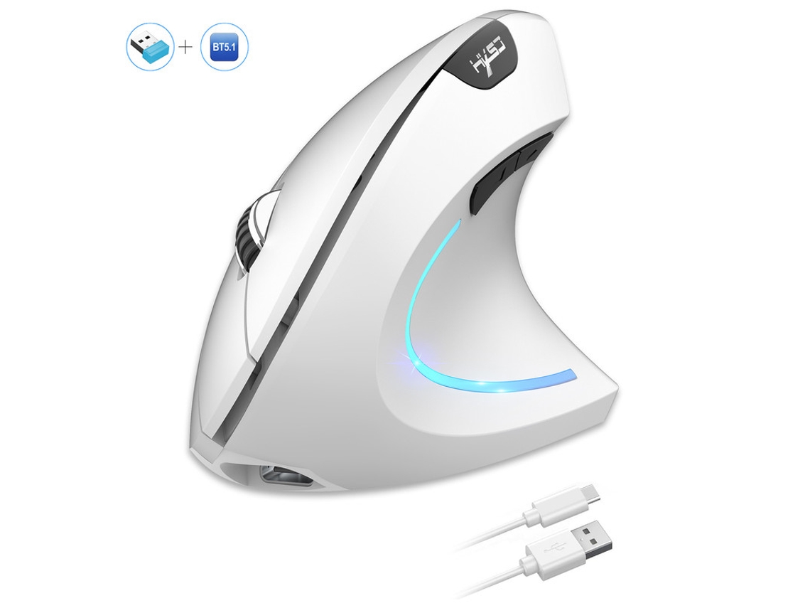 Rato Ergonómico Recarregável Com 2400 Dpi Branco Yizhood