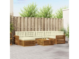 Vidaxl Conjunto De Sofás Para Exterior 7 Unid. Natural E Creme