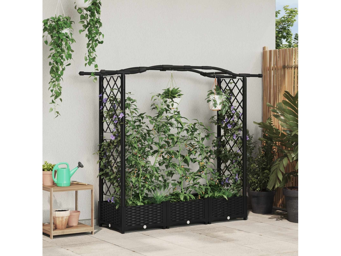 Vidaxl Cama Elevada Com Treliça E Telhado Preto 169 X 40 X 123 Cm Pp