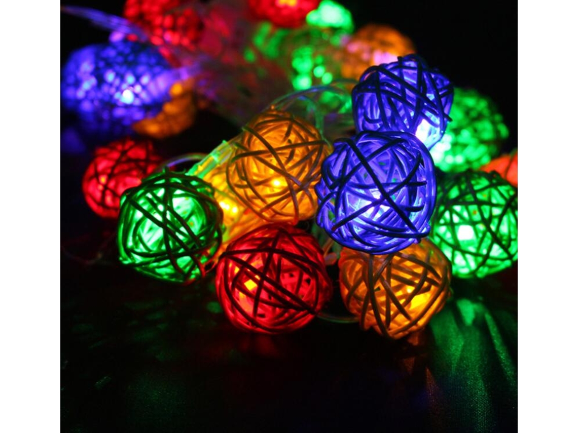 Luzes de Corda de Bola de Rattan Globo Goodia 13,8 Pés 40 Led Luz de Fada Branca Quente para Interior Quarto Cortina Pátio Gramado Paisagem Fa
