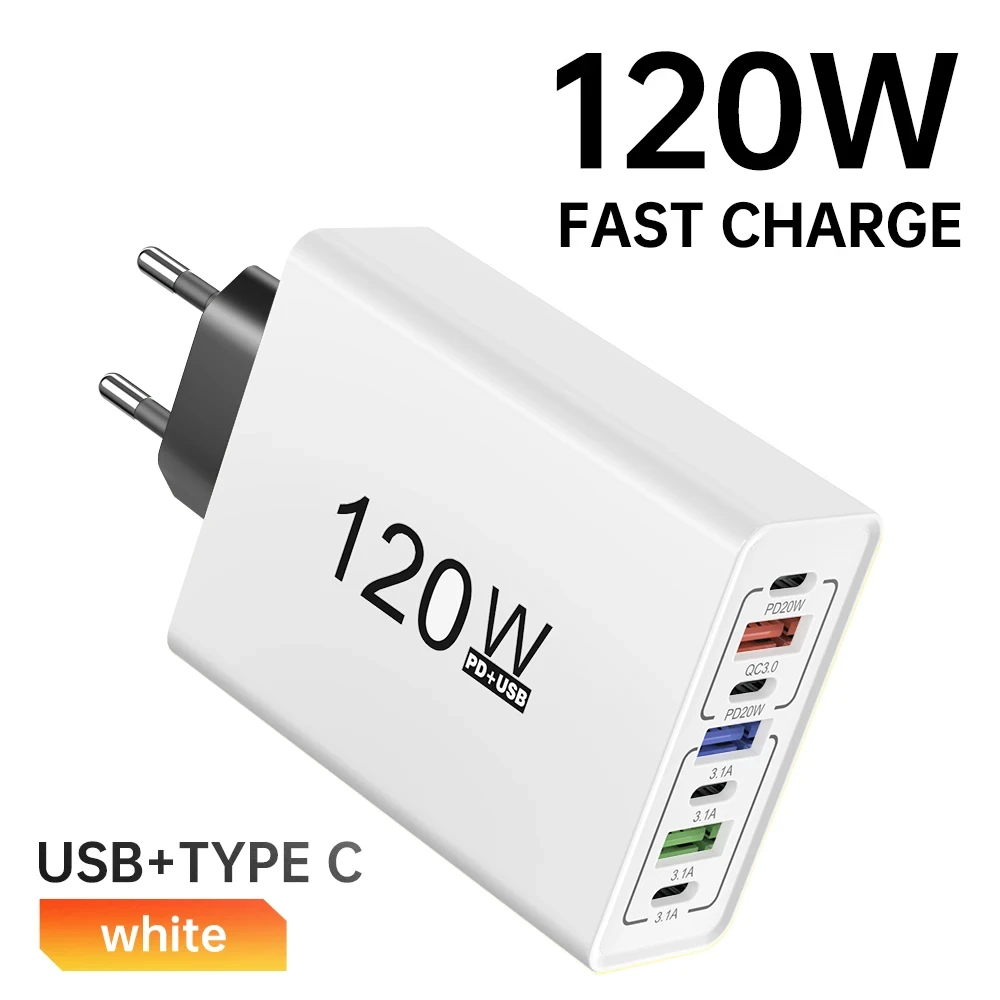 Carregador De Parede Rápido, 120w, Parede, Telemóvel E Tablet