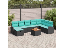 Vidaxl Conjunto De Sofá De Jardim 9 Unid. Preto Rattan Sintético