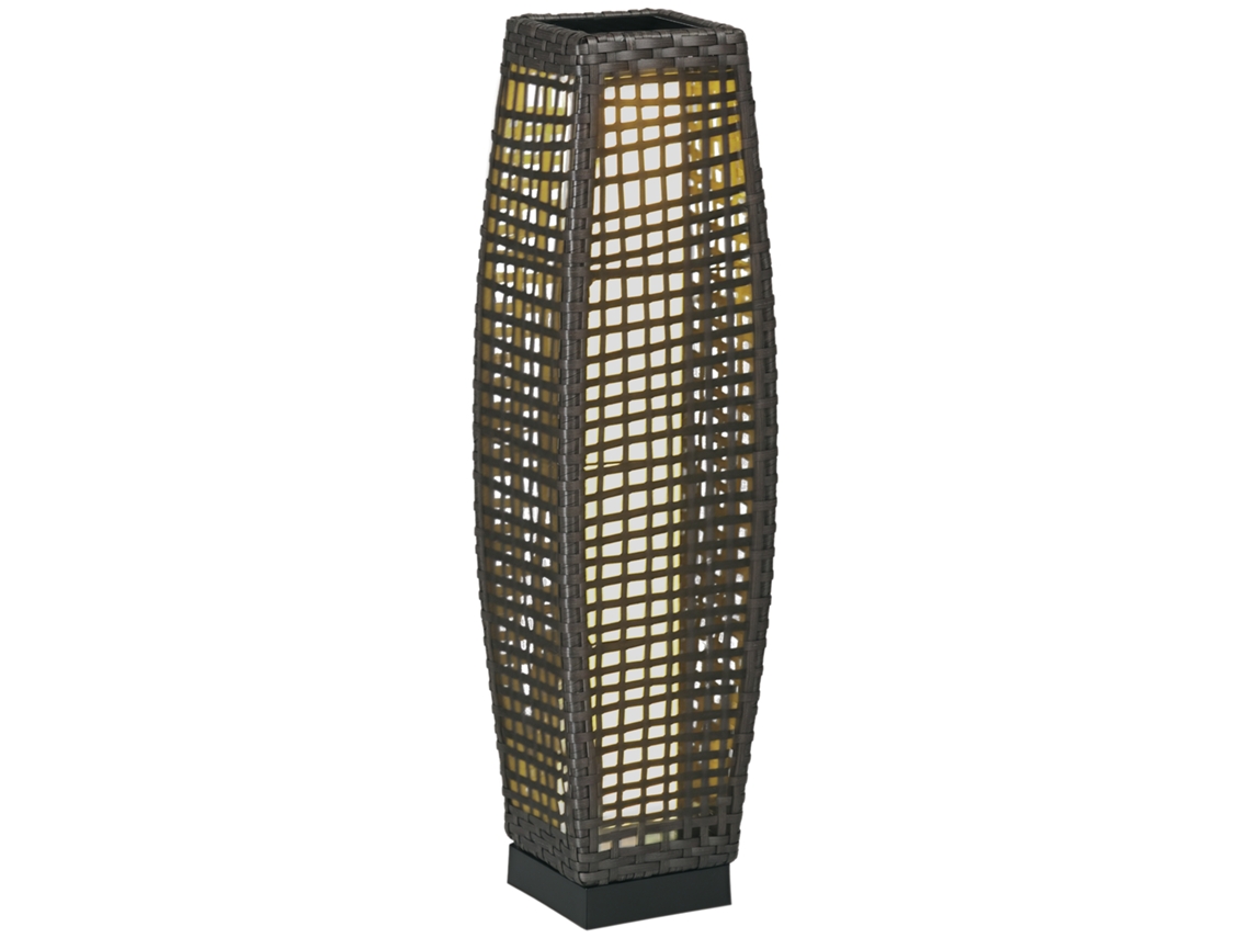 Luminária de Mesa Solar, Resina Trançada, 21x21x78 cm, Cinza CHEZMOI