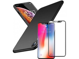 Kit Capa e Película Vidro 5D Full Cover iPhone XR SlimShield Preto