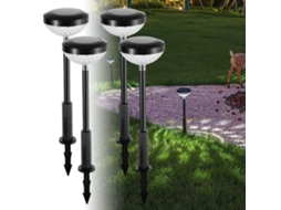 Kit com 4 Luminárias Solares AQUAFORGE de Solo para Jardim com Iluminação Led