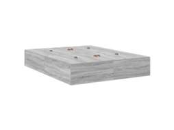 Conjunto 1 Estrado De Cama Com Arrumação Vidaxl Cinzento Madeira De Pinho Maciça (140 Cm)