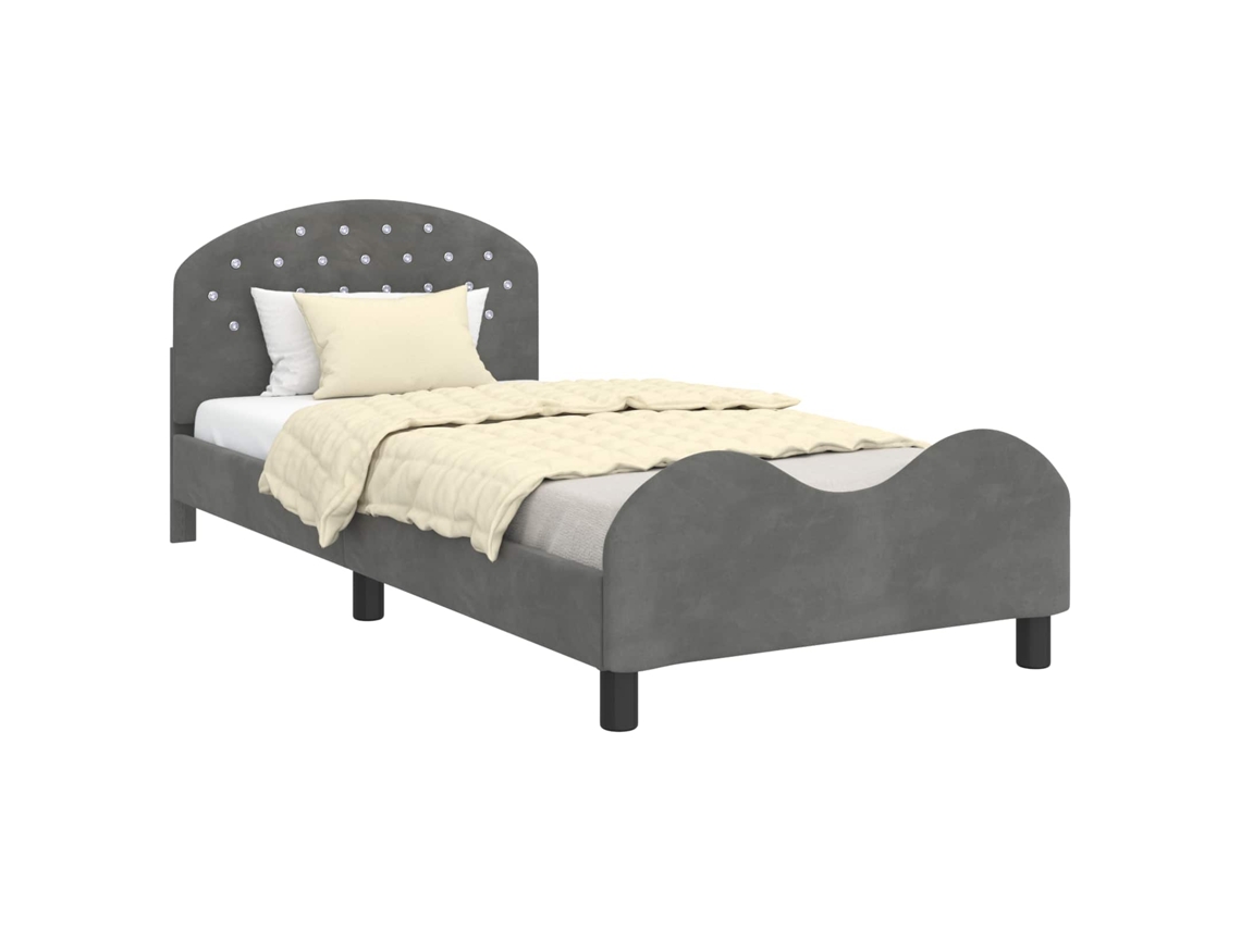 Estrutura de Cama Infantil com Cabeceira Cinza Escuro Veludo MAISON EXCLUSIVE