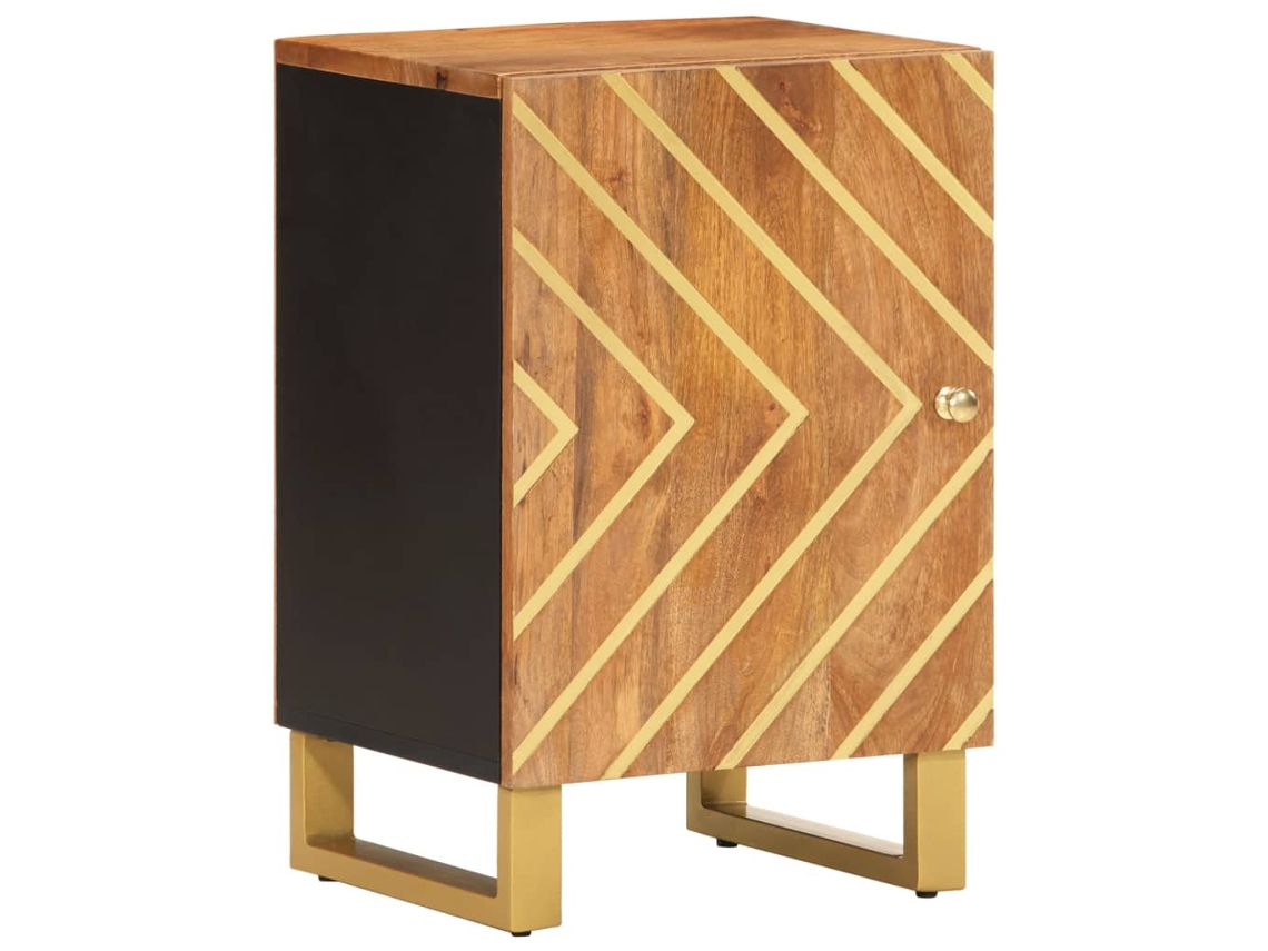 Vidaxl Armário Casa Banho 38x33,5x58cm Mangueira Maciça Castanho/preto
