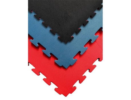 Quebra-cabeça de tatame 1x1m | Tapete de borracha EVA reversível para exercícios com toque de Vermelho Vermelho/Preto (Reversível) 4 cm - x30 azulejos
