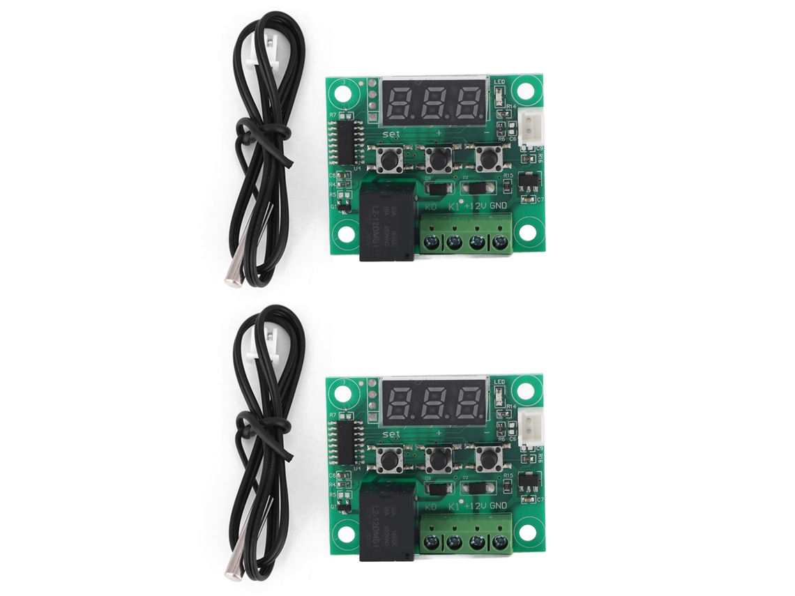 2 Peças Termostato Digital W1209 12v Sensor Impermeável Controle de Temperatura 50~110°c | S/MARCA