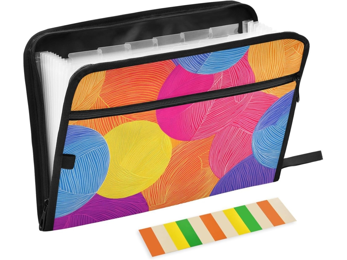 Pasta Organizadora Expansível Com 13 Bolsos, Tamanho A4 Carta, Com Fecho De Zíper Materiais Escritório, Estampa