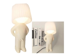 Omni lámpara de Escritorio Niño Travieso Hombre Tímido, Lámpara de Mesa Pequeña Luz Nocturna de Dormitorio Blanco