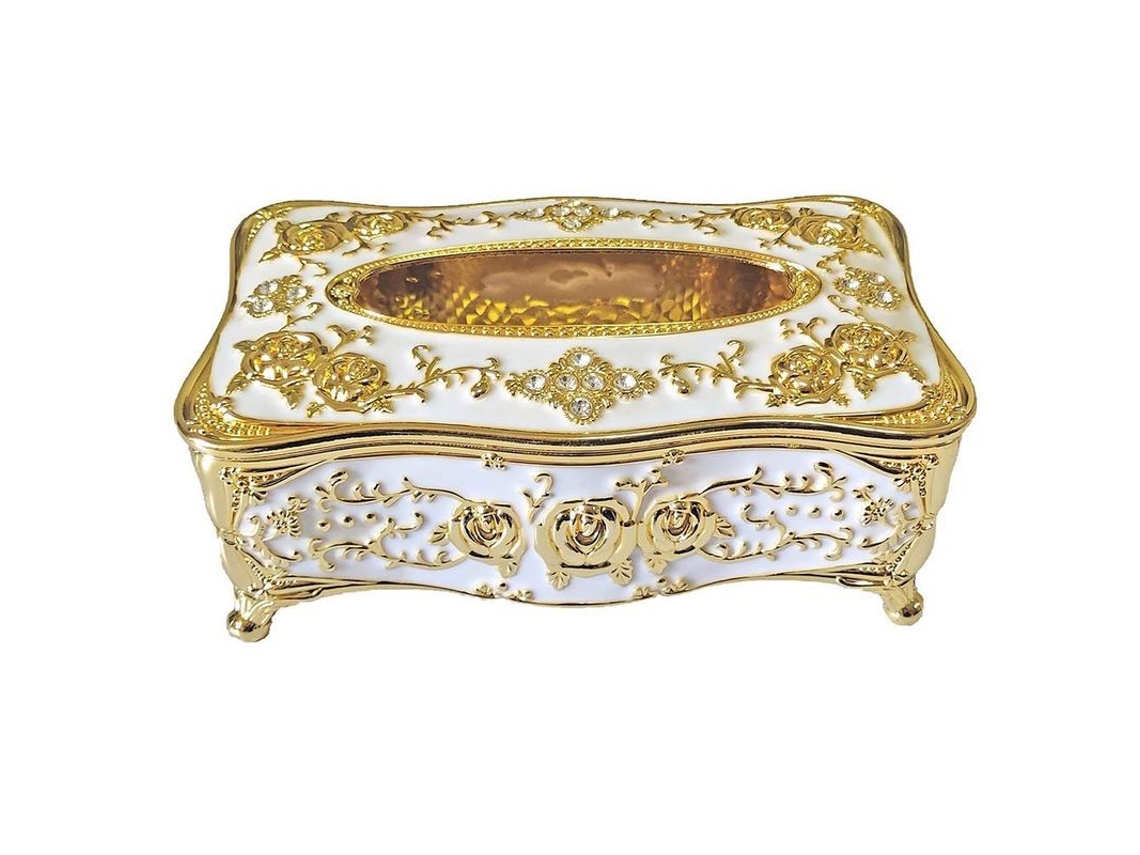 Porta Servilletas Con Piedras Brillantes, Estilo Europeo Lujoso Rosa, Para Hogar (oro Y Blanco)