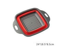 Cesto Dobrável para Lavar Legumes, Filtro Portátil para Frutas e Verduras, Removível e Dobrável MDUG (vermelho Pequeno)