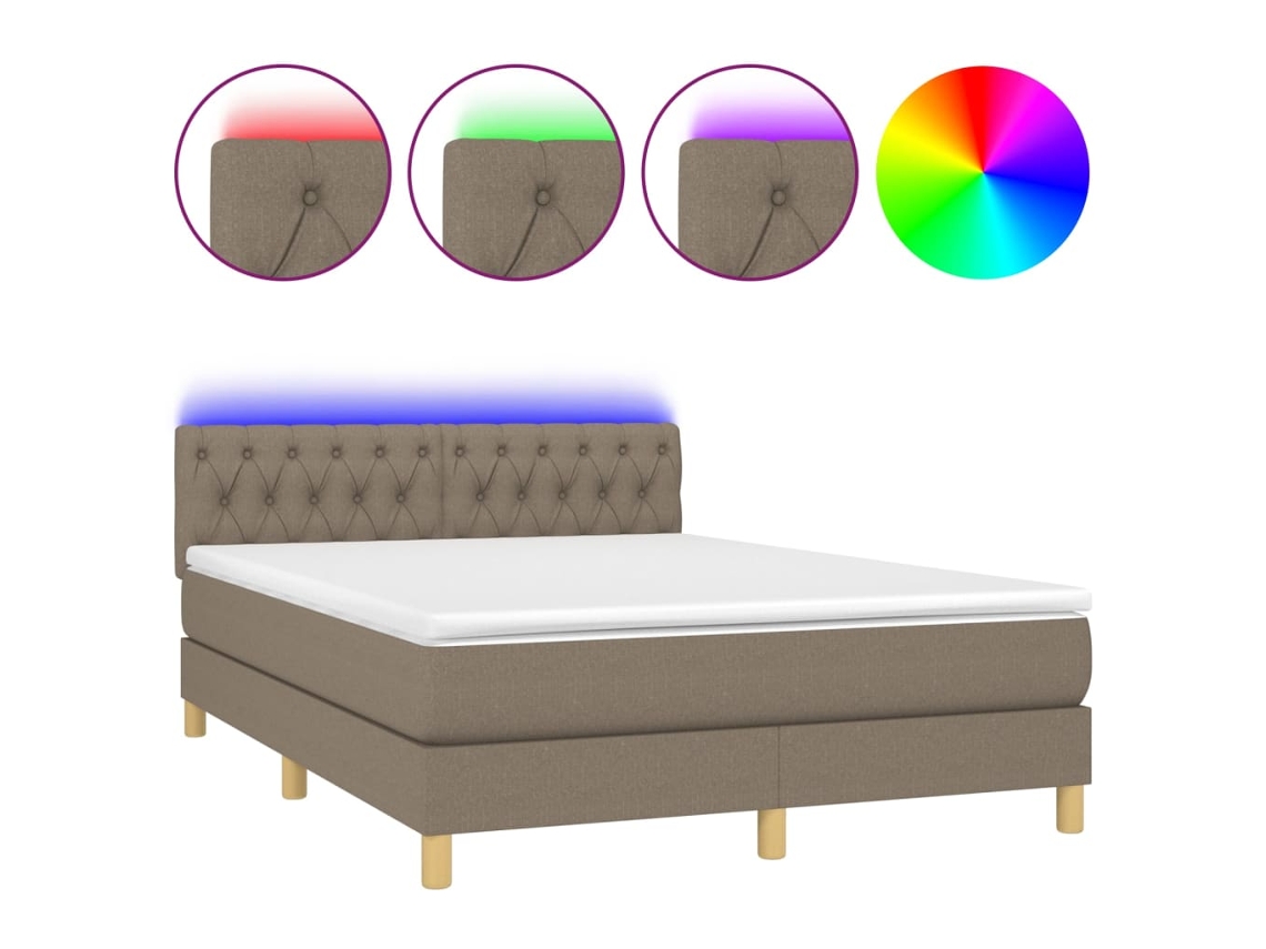 Box Spring Bed, Box Spring Beds Vidaxl Cinzento-acastanhado Tecido (140 X 190 Cm)