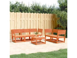 Vidaxl 5 Pcs Conjunto De Sofás De Jardim Pinho Maciço Castanho-mel