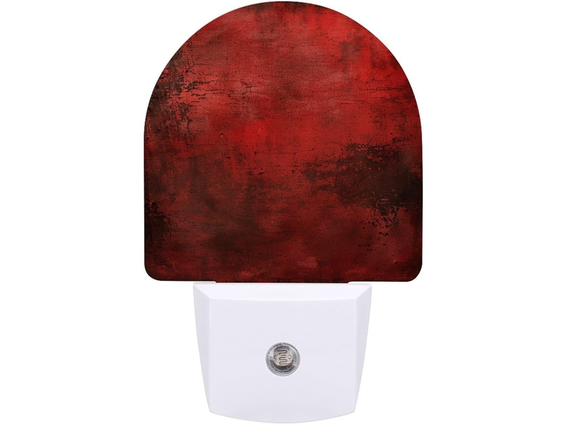 Luminária de parede noturna com plugue, com imagem texturizada vermelha, luminária noturna de LED impressa com sensor.