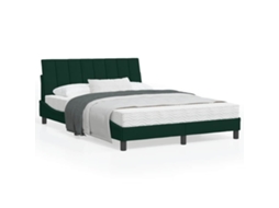Vidaxl Cama Com Colchão Hanko 120x200 Cm Veludo Verde-escuro