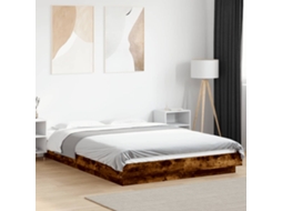 Estrutura Cama C/ Luzes Led Derivados Madeira Carvalho Fumado