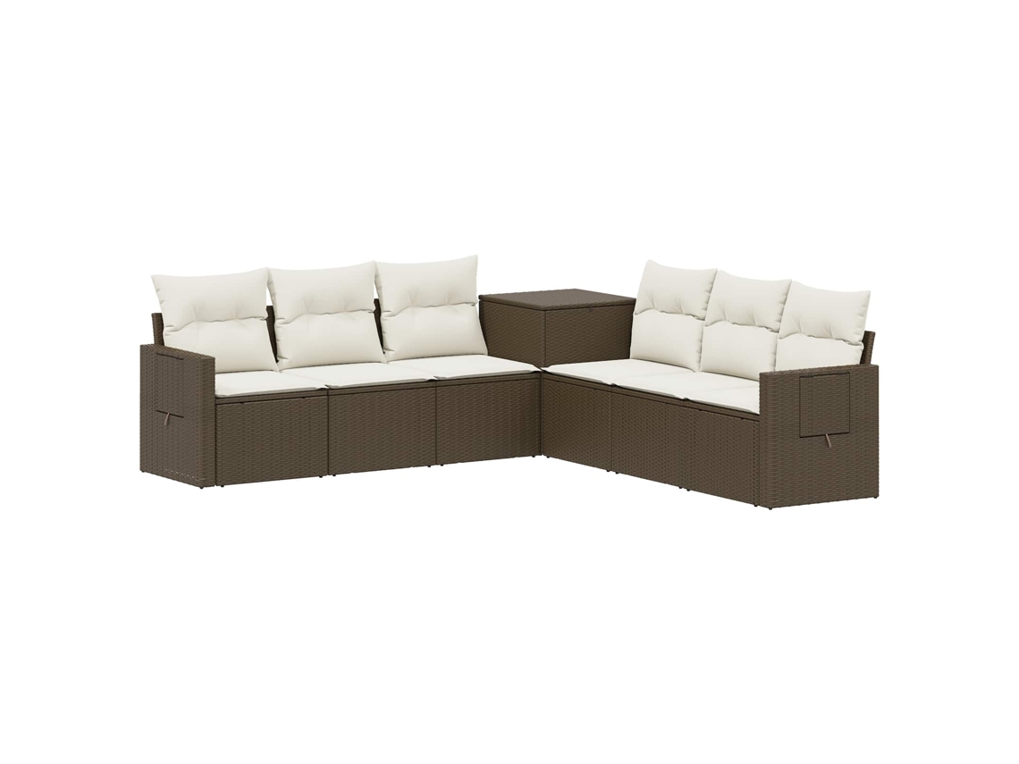 Vidaxl Conjunto De Sofás 7 Pcs Marrom E Branco Creme