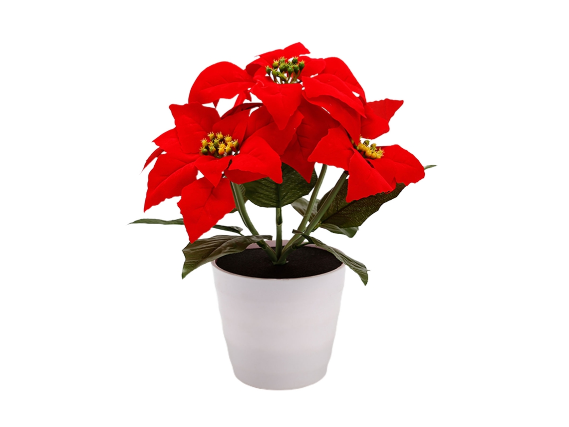 Luz de Mesa Bonsai Planta Artificial Poinsettia Led Decorativa Natal