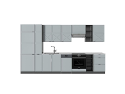 Cozinha Fame Line, 355cm, Pt Mármore, Azul Claro Cinza/anthracite, Antracite, Vicco