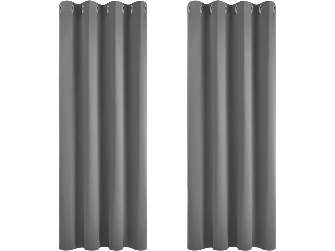 Cortina Blackout Térmica, Para Janela, Quarto E Sala, Ilhós, Lavável, 2 Peças, 46 X 54 Polegadas, Cinza