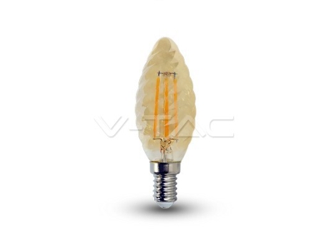 Lâmpada Led 4W E14 Chama Torcida Filamento 300º Âmbar – Branco Quente