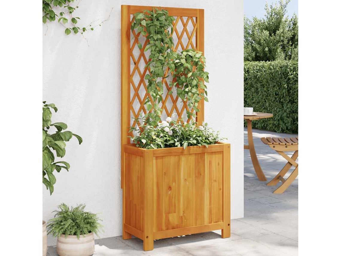 Vidaxl Vaso/floreira C/ Treliça 55x29,5x132cm Madeira De Acácia Maciça