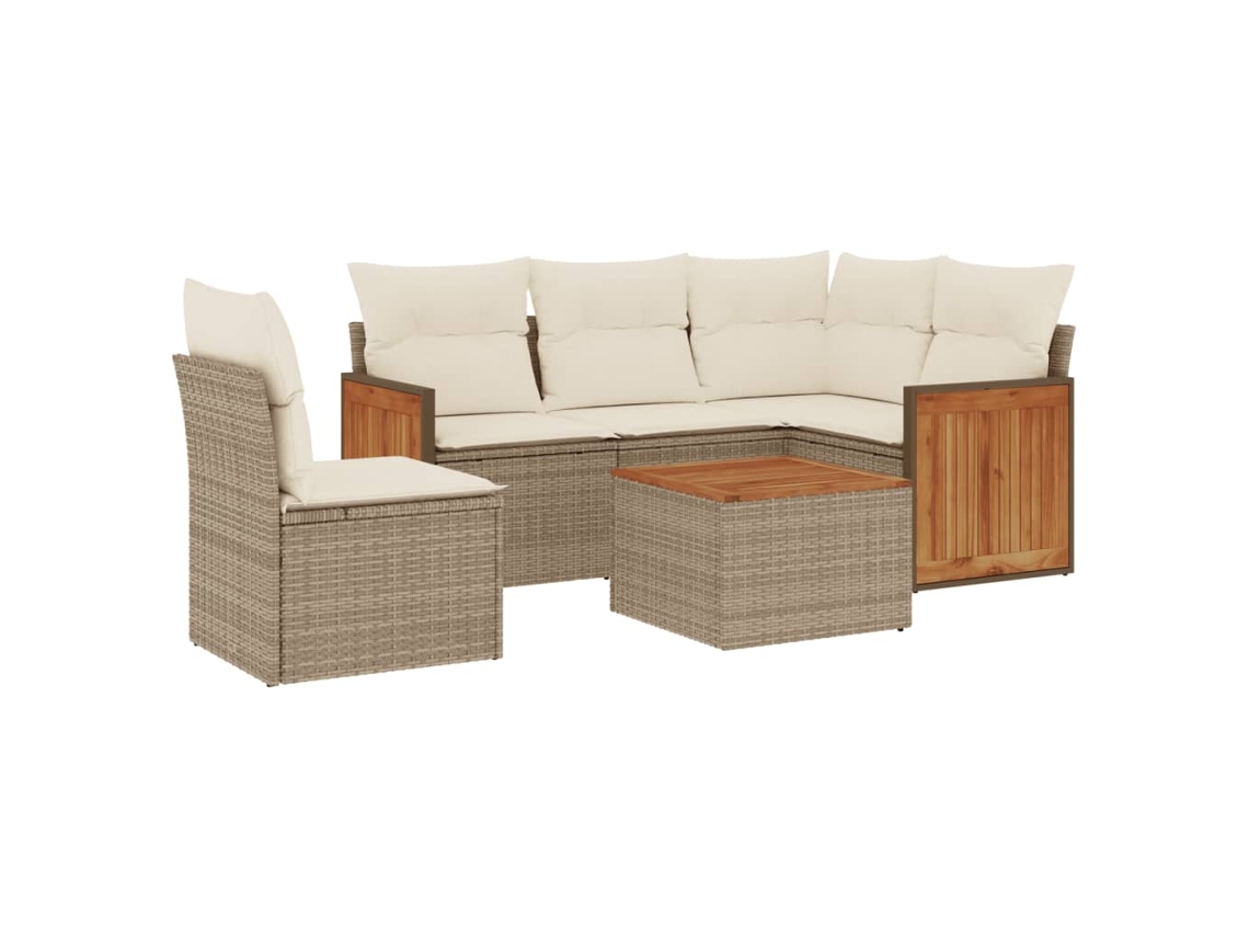 Conjunto de 6 Sofás P/ Jardim com Almofadões Vime Pe Bege MAISON EXCLUSIVE (80x200 cm)