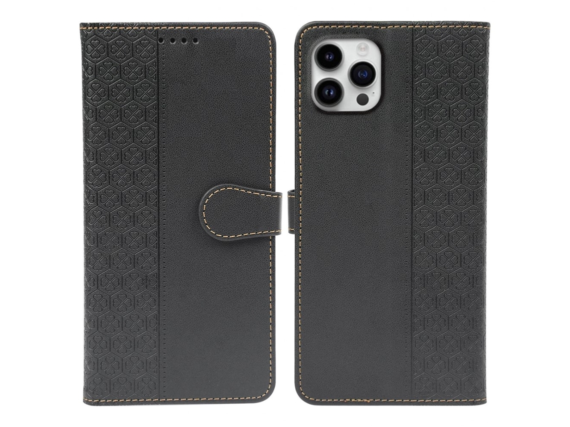 Capa Em Couro Pu, Magnético Para Apple Iphone 16pro - Preto