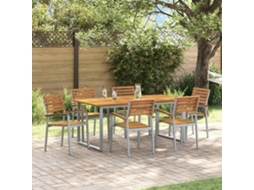 Vidaxl Conjunto De Jantar Para Jardim 7 Unid. Cinzeto